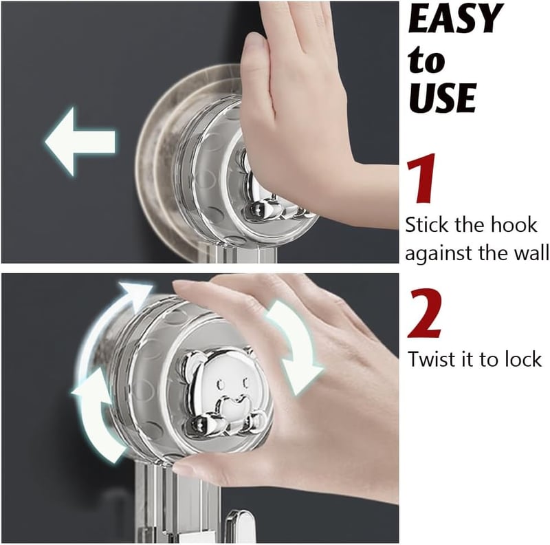ATEWEITA Extra erős tapadókorongos törölközőakasztó fúrás nélkül, Ezüst és áttetsző szürke, 62 mm, 11,2 x 6,2 x 4,3 cm, 2 db, fürdőszoba kon
