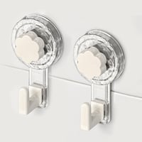 ATEWEITA Extra erős tapadókorongos törölközőtartó horog fúrás nélkül, 62 mm tapadókorongok, Clear + White, 11.2 x 6.2 x 4.3 cm 1