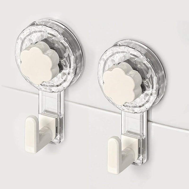 ATEWEITA Extra erős tapadókorongos törölközőtartó horog fúrás nélkül, 62 mm tapadókorongok, Clear + White, 11.2 x 6.2 x 4.3 cm
