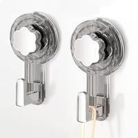 ATEWEITA Tapadókorongos kampó furatmentes törölközőtartó, extra erős, 62 mm, Clear Grey + Silver, 11.2 x 6.2 x 4.3 cm x 2 1
