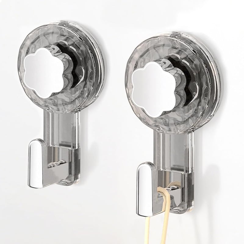 ATEWEITA Tapadókorongos kampó furatmentes törölközőtartó, extra erős, 62 mm, Clear Grey + Silver, 11.2 x 6.2 x 4.3 cm x 2