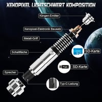 Atexbser Xenopixel Fénykard - Luke Stílusú Fém Markolatú Fénykard Mozgásérzékelővel, 34 Hangfonttal, 16GB SD Kártyával, 16 RGB Színnel, 114c 2