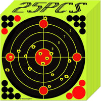 ATFLBOX 12" Fluoreszkáló Sárga Lőlap Csomag - 25 db Öntapadós Céltábla Matrica Pisztolyhoz, Légpuskához, BB és Airsoft Fegyverekhez - 21 Jav 1