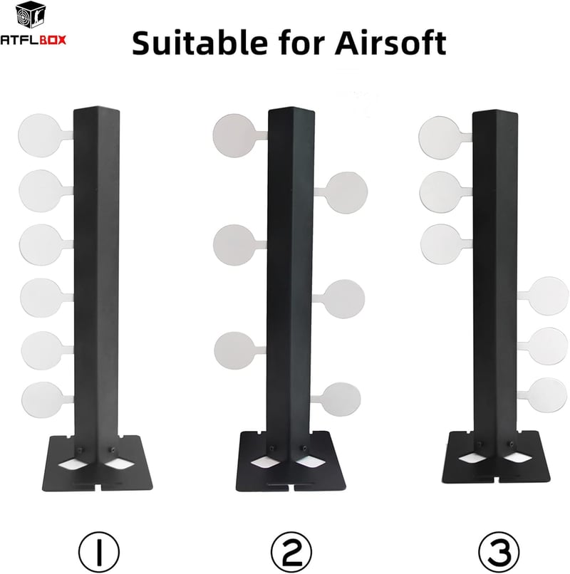 ATFLBOX Fém Lövöldözési Célpont Állvány 6 Acél Tárcsával Airsoft Pisztoly BB Fegyver Dueling Tree