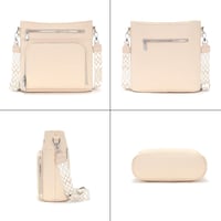 Atgbiem női válltáska vegan bőr crossbody táska beige 7