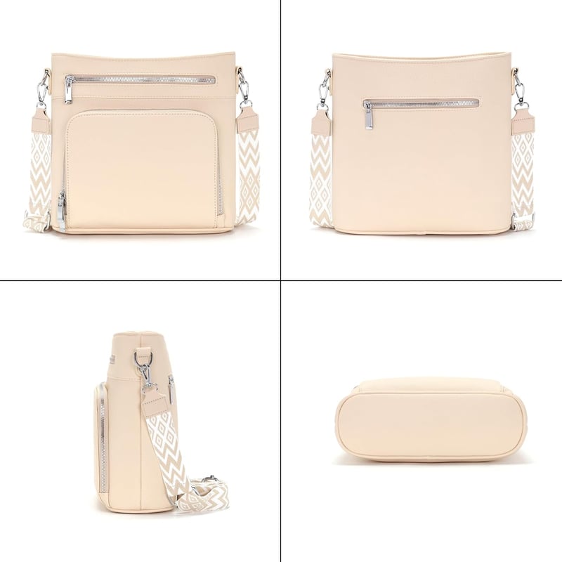 Atgbiem női válltáska vegan bőr crossbody táska beige