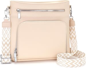 Atgbiem közepes méretű crossbody táska vegán bőr, pénztárcafunkcióval - bézs