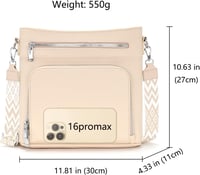 Atgbiem női válltáska vegan bőr crossbody táska beige 4