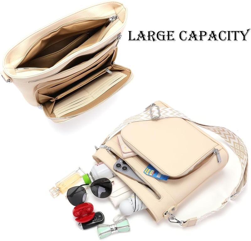 Atgbiem női válltáska vegan bőr crossbody táska beige