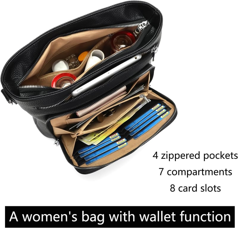 Atgbiem női válltáska vegan bőr crossbody táska fekete pénztárcafunkcióval