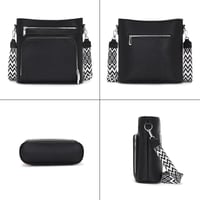 Atgbiem női válltáska vegan bőr crossbody táska fekete pénztárcafunkcióval 8