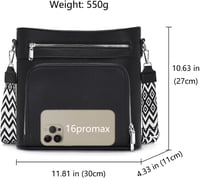 Atgbiem női válltáska vegan bőr crossbody táska fekete pénztárcafunkcióval 5