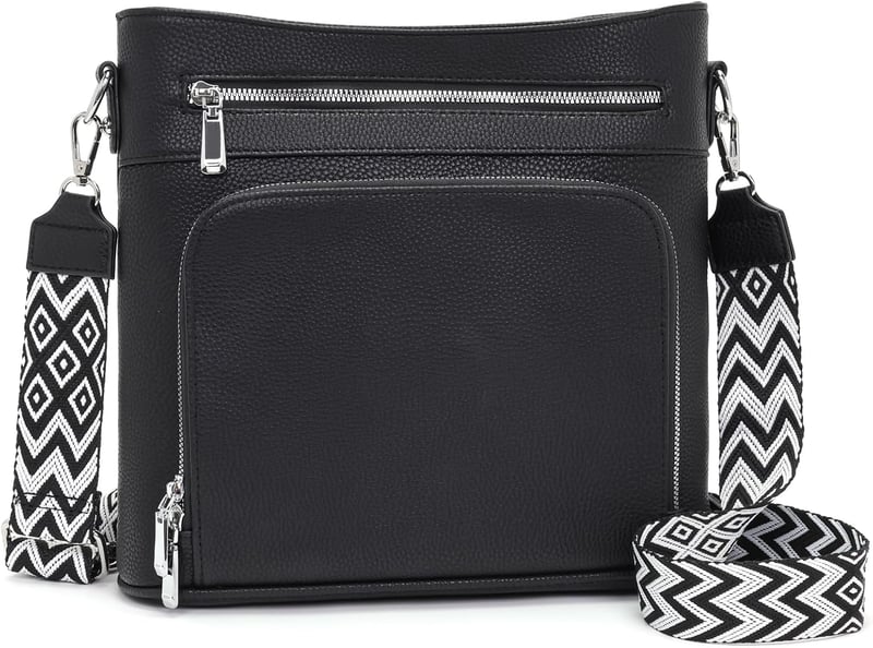 Atgbiem női válltáska vegan bőr crossbody táska fekete pénztárcafunkcióval