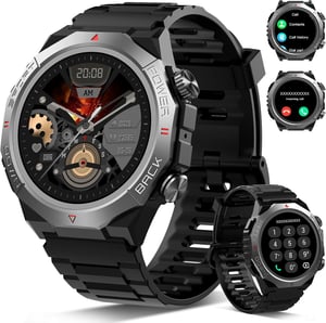 Ceas inteligent unisex Atheewon cu funcție de telefon, ecran tactil de 1,39 inchi, Intense Black