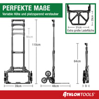 Athlon Tools hliníkový schodiskový rudl, skladací, 110 cm extra dlhá rukoväť, s protišmykovými prvkami a 2 upínacími popruhmi, čierny 8