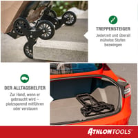 Athlon Tools hliníkový schodiskový rudl, skladací, 110 cm extra dlhá rukoväť, s protišmykovými prvkami a 2 upínacími popruhmi, čierny 6