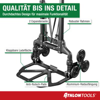 Athlon Tools hliníkový schodiskový rudl, skladací, 110 cm extra dlhá rukoväť, s protišmykovými prvkami a 2 upínacími popruhmi, čierny 3