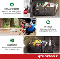ATHLON TOOLS Premium Csizmatáska Fedéllel 60L XXL Szervezőtáska Vízálló Erős - Black / Red Decorative Stitching 4