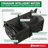 ATHLON TOOLS Premium Csizmatáska Fedéllel 60L XXL Szervezőtáska Vízálló Erős - Black / Red Decorative Stitching 3