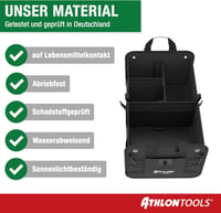 ATHLON TOOLS Premium Csizmatáska Fedéllel 60L XXL Szervezőtáska Vízálló Erős - Black / Red Decorative Stitching 9