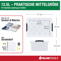 ATHLON TOOLS Kutija za pohranu s poklopcem 12,5 L Prozirna plastična kutija s poklopcem 1 kom. (Djelomični set, rabljeno) 8