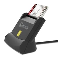 Cititor de carduri inteligente USB Atlantis P005-SMARTCRV-U pentru carduri de sănătate CNS și semnătură digitală, pentru PC și laptop, negru 3