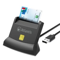Cititor de carduri inteligente USB Atlantis P005-SMARTCRV-U pentru carduri de sănătate CNS și semnătură digitală, pentru PC și laptop, negru 1