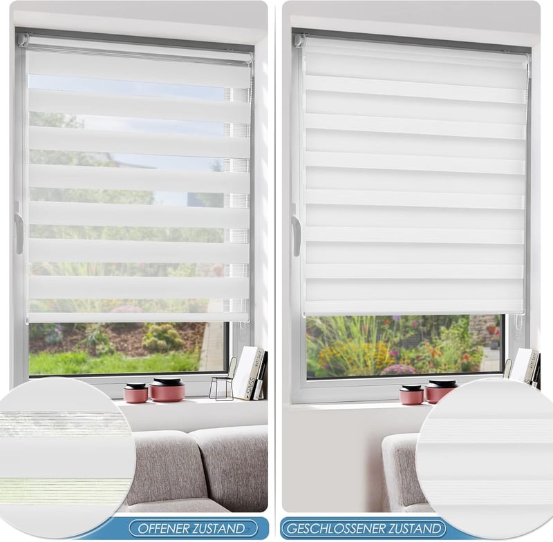 Atlaz Klemmfix Dupla Roletta Fúrás Nélkül 45x150cm Fehér Zebra Roletta