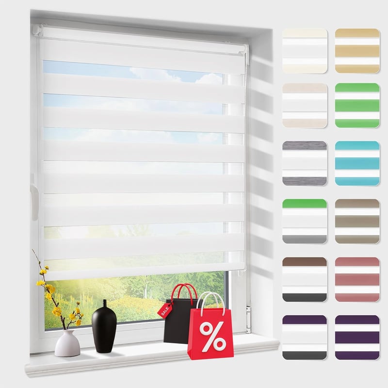 Atlaz Klemmfix Dupla Roletta Fúrás Nélkül 45x150cm Fehér Zebra Roletta