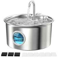 ATMZIQXR Fontánka pre mačky z nehrdzavejúcej ocele 2,6 l – Tichý elektrický dávkovač vody so 6 filtrami a 3 špongiami – Napájadlo pre domáce zvieratá 1