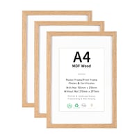 ATOBART Fotorámik A4, MDF, prírodné drevo, 3-dielna súprava, 21x29,7 cm, s akrylovým sklom, rámik na fotografie, diplomy a plagáty na zavesenie na stenu 1