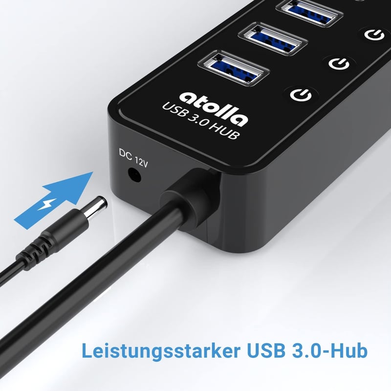 atolla USB 3.0 Hub 10 portos aktív elosztó 30W tápegységgel PC-hez