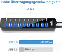 atolla USB 3.0 Hub 10 portos aktív elosztó 30W tápegységgel PC-hez 4