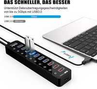Atolla USB 3.0 Hub 11 portos aktív elosztó 48W tápegységgel 2