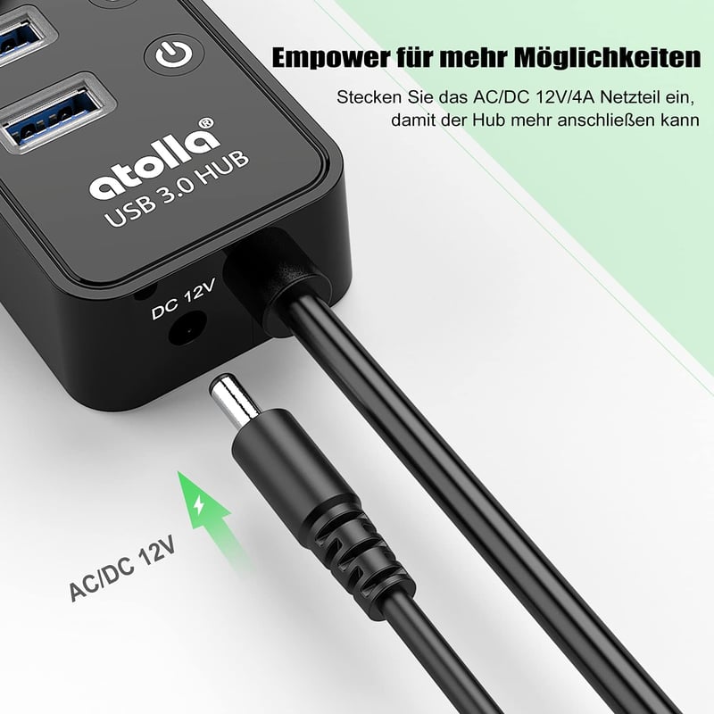 Atolla USB 3.0 Hub 11 portos aktív elosztó 48W tápegységgel
