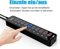 Atolla USB 3.0 Hub 11 portos aktív elosztó 48W tápegységgel 5