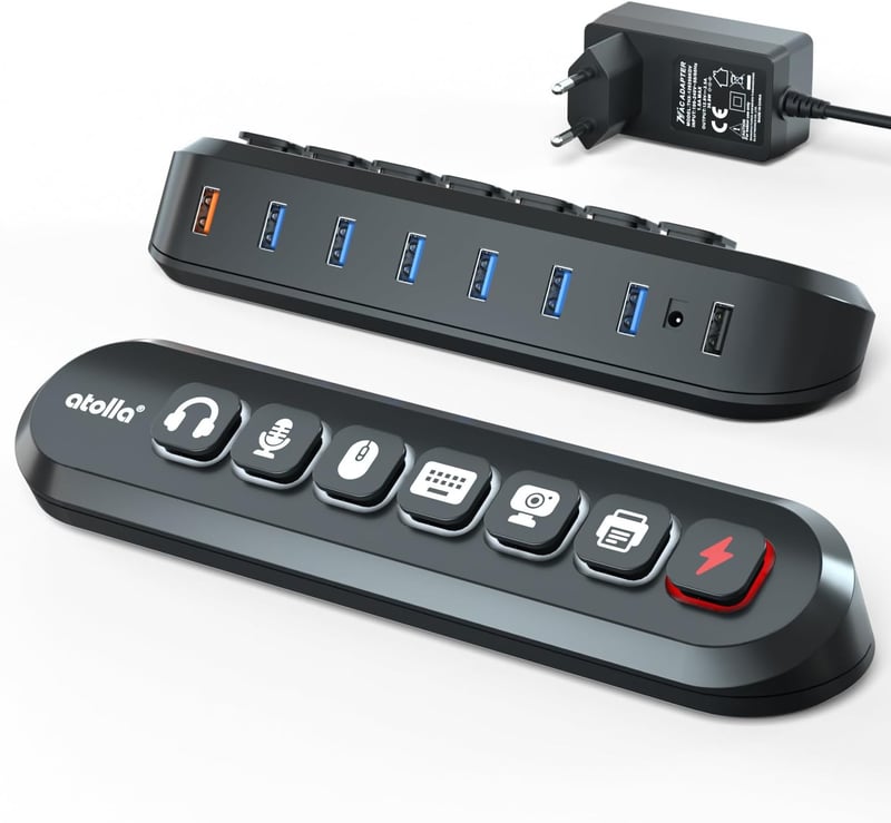 atolla USB 3.0 Hub 5 Gbps aktív 36W tápegységgel és gyorstöltő porttal