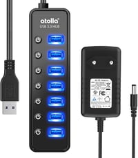 atolla USB 3.0 Hub 7 portos aktív adatközpont kapcsolóval és intelligens töltőporttal 9