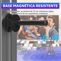 Vnútorná TV anténa AtomDream Tech s magnetickým podstavcom a zosilňovačom – 360° príjem signálu – 4K/1080P HD – kompatibilná so Smart TV a IPTV 4