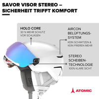 Lyžiarska prilba Atomic Savor Visor Stereo so štítom, systém 360° Fit, odvetrávanie Active Aircon, tlmenie nárazov Holo Core, na snowboarding a lyžovanie 2