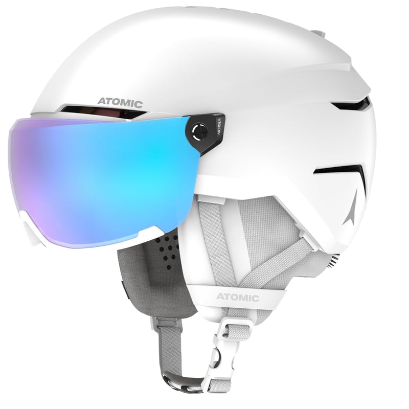 Lyžiarska prilba Atomic Savor Visor Stereo so štítom, systém 360° Fit, odvetrávanie Active Aircon, tlmenie nárazov Holo Core, na snowboarding a lyžovanie