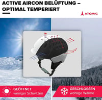 ATOMIC Savor Visor Stereo sísisak beépített napszemüveggel, 360° Fit rendszer és Active Aircon szellőzés - S, Black 6