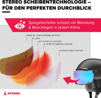 ATOMIC Savor Visor Stereo sísisak beépített napszemüveggel, 360° Fit rendszer és Active Aircon szellőzés - S, Black 9