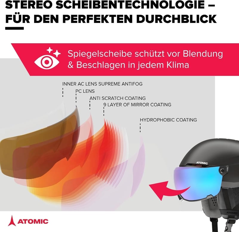 ATOMIC Savor Visor Stereo sísisak beépített napszemüveggel, 360° Fit rendszer és Active Aircon szellőzés - S, Black