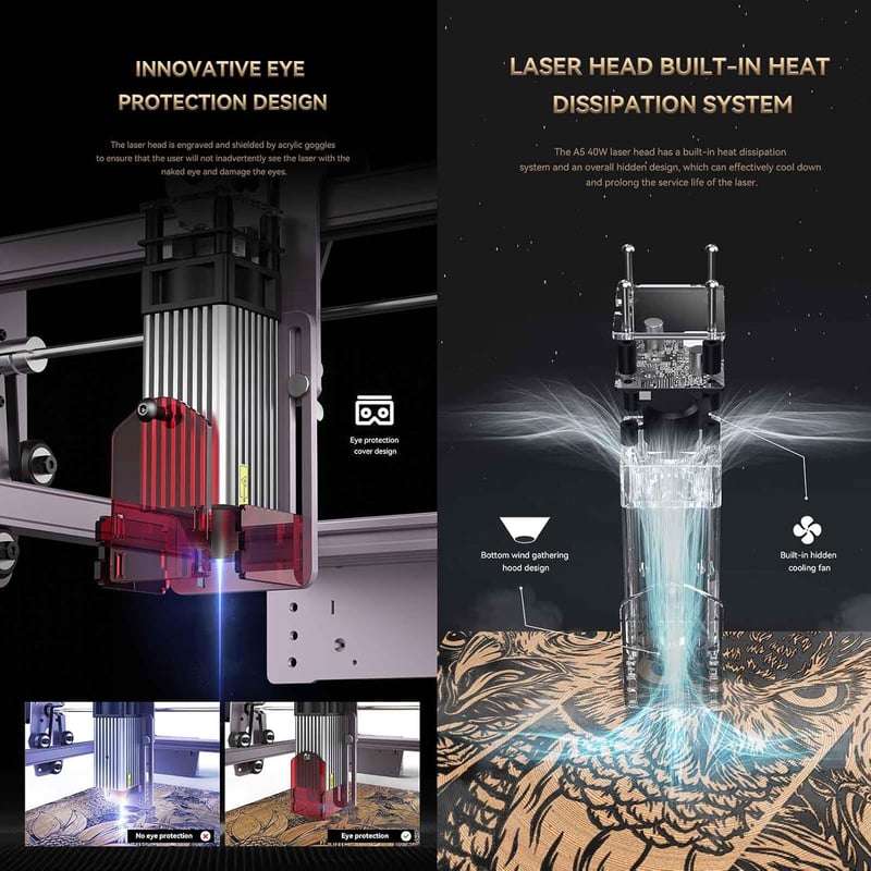 ATOMSTACK 5W Lézervágó és Gravírozó Gép 400x410mm Fa Bőr Fém Gravírozáshoz