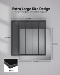 Masă de lucru tip fagure pentru tăiere laser ATOMSTACK F2N 350x350 mm, cu tavă metalică, compatibilă cu majoritatea mașinilor de gravat laser 3