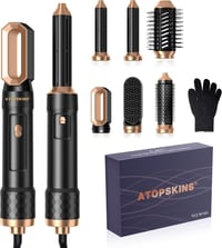 Atopskins 6 az 1-ben Hajformázó Készlet - 1000W Hajszárító, Körkefe, Göndörítő, Egyenesítő, Automata Légáramú Hajformázó Kefe Ionos Technoló 1