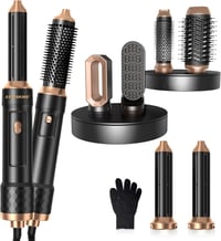 Atopskins 6 az 1-ben Hajformázó Készlet 1000W - Hajszárító, Meleglevegős Körkefe, Göndörítő, Egyenesítő Kefe, Ionos Hajápoló Fekete 1