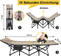 ATORPOK SHOP összecsukható kemping ágy, 200 kg terhelhetőség, bel- és kültéri - khaki 2