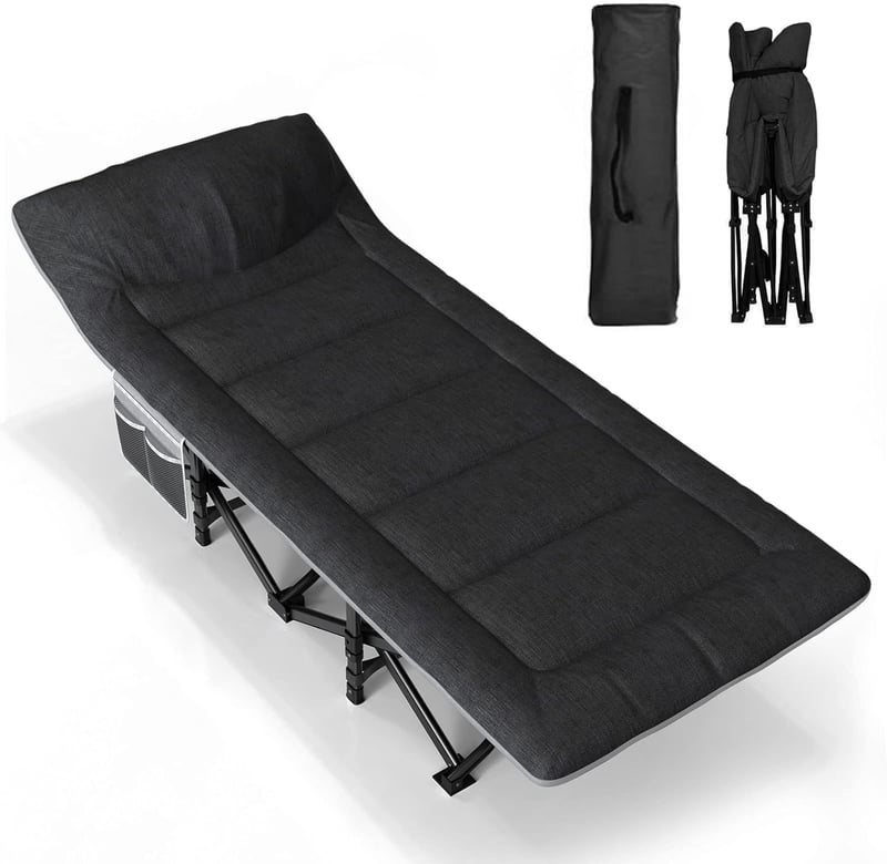 ATORPOK SHOP összecsukható kempingágy extra széles kerti ágy kültéri beltéri - Black